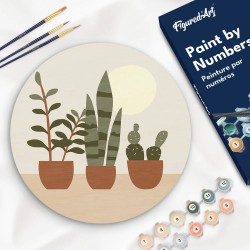 Peinture par numéros "Plantes Grasses" sur disque bois