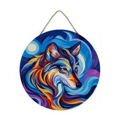 Peinture par numéros "Loup" sur disque bois