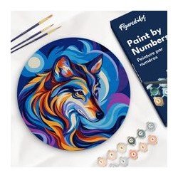 Peinture par numéros "Loup" sur disque bois