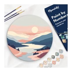 Peinture par numéros "Lever de Soleil Pastel" sur disque bois