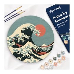 Peinture par numéros "La Grande Vague" sur disque bois