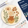 Peinture par numéros "Pot de Fleurs" sur disque bois