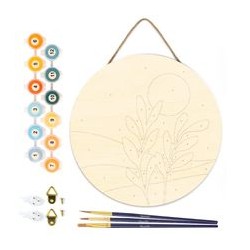 Peinture par numéros "Paysage et Plante" sur disque bois