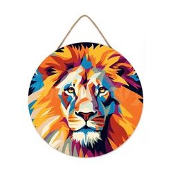 Peinture par numéros "Lion" sur disque bois