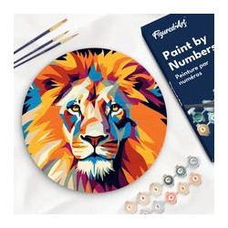 Peinture par numéros "Lion" sur disque bois