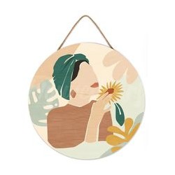 Peinture par numéros "Femme au Turban Vert" sur disque bois