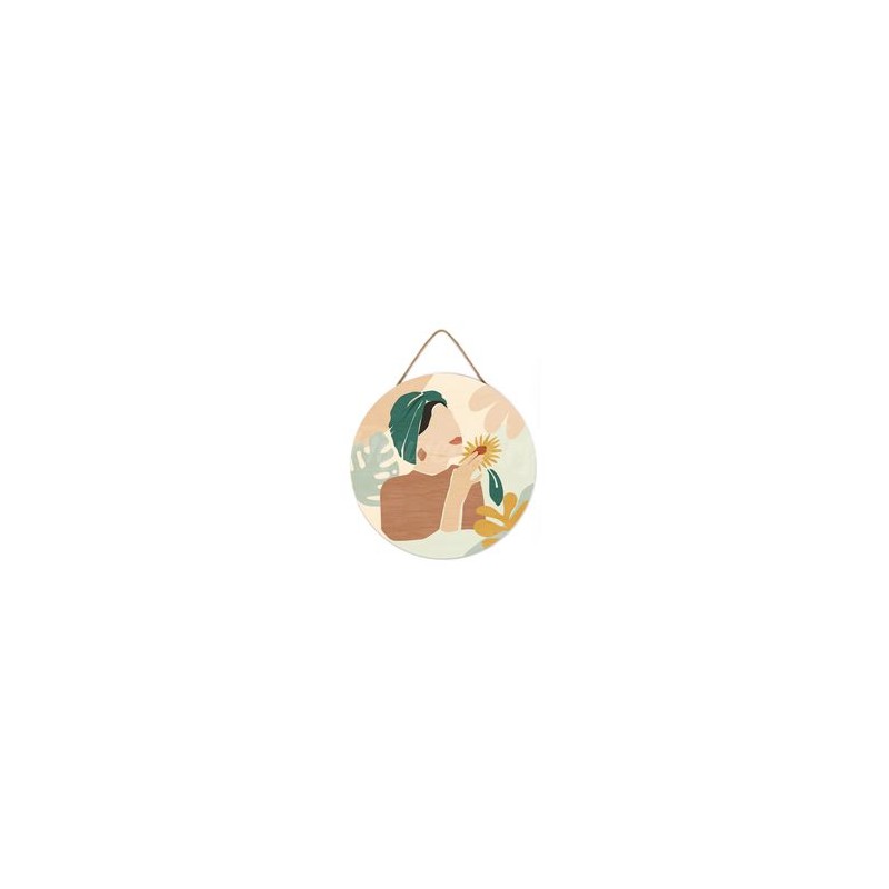 Peinture par numéros "Femme au Turban Vert" sur disque bois