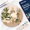 Peinture par numéros "Femme et Bouquet" sur disque bois