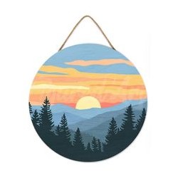 Peinture par numéros "Forêt de Pins" sur disque bois