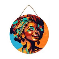 Peinture par numéros "Reine Africaine Pop Art" sur disque bois