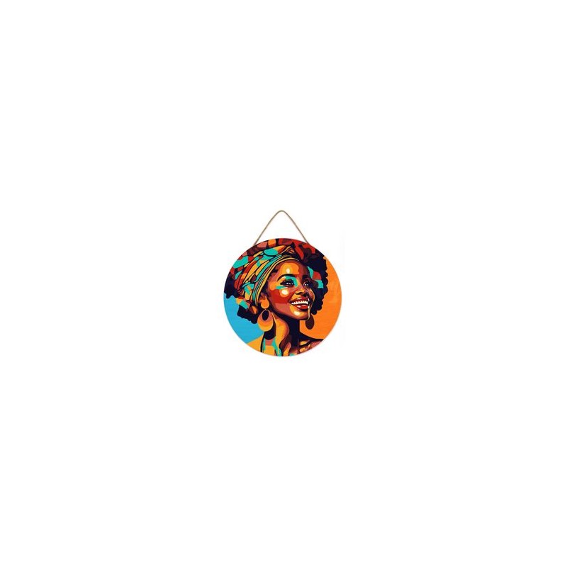 Peinture par numéros "Reine Africaine Pop Art" sur disque bois