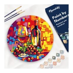 Peinture par numéros "Vin et Raisins" sur disque bois