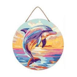 Peinture par numéros "Dauphin" sur disque bois