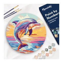 Peinture par numéros "Dauphin" sur disque bois