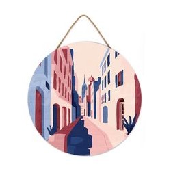 Peinture par numéros "Ruelle" sur disque bois