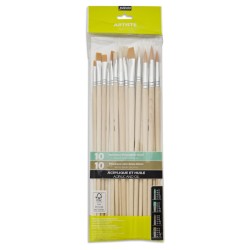 Pochette de 20 pinceaux à manche long en synthétique et soies beau blanc