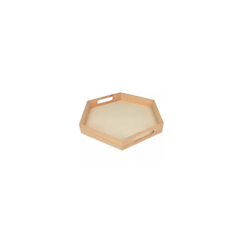 Plateau hexagonal en bois - 30x34.5x4.5 cm