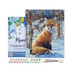 Peinture par numéros Renard dans la neige sur châssis 40x50 cm