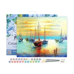 Peinture par numéros Voiliers au port sur châssis 40x50 cm