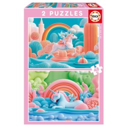 Puzzle Junior 2x48 pièces - Licornes magiques