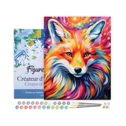 Peinture par numéros Renard coloré abstrait sur châssis 40x50 cm