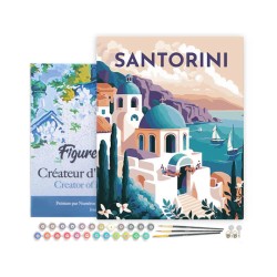 Peinture par numéros Affiche vintage Santorin sur châssis 40x50 cm