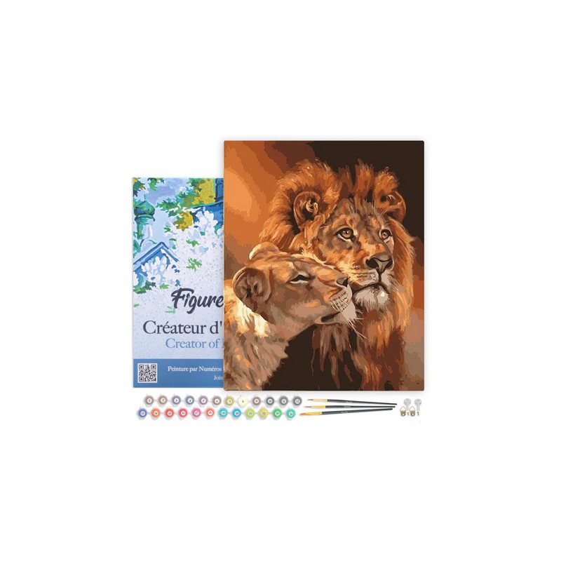 Peinture par numéros Couple lion et lionne sur châssis 40x50 cm