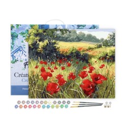 Peinture par numéros sur chassis 40x50cm - Coquelicots champêtres