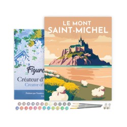 Peinture par numéros Affiche vintage Mont St Michel sur châssis 40x50 cm