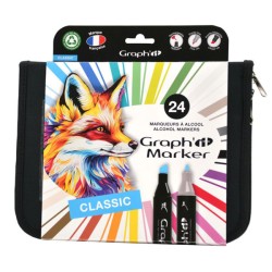 Trousse 24 marqueurs à alcool Graph'it Basics Colors