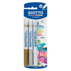 Set 3 marqueurs peinture Giotto Decor Metallic - Or, Argent et Blanc