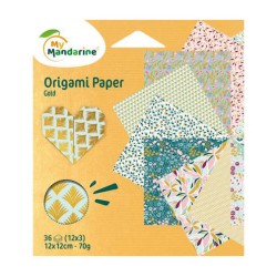 Pochette papier Origami Gold 70 g/m², 36 fls 12x12 cm