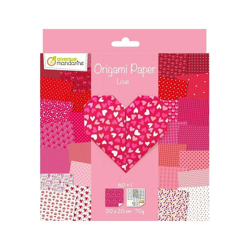 Pochette Origami Love 70 g/m², 60 fls 20x20 cm