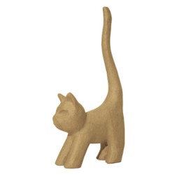 Chat à longue queue en papier maché - 9,3x3,5x16,5cm