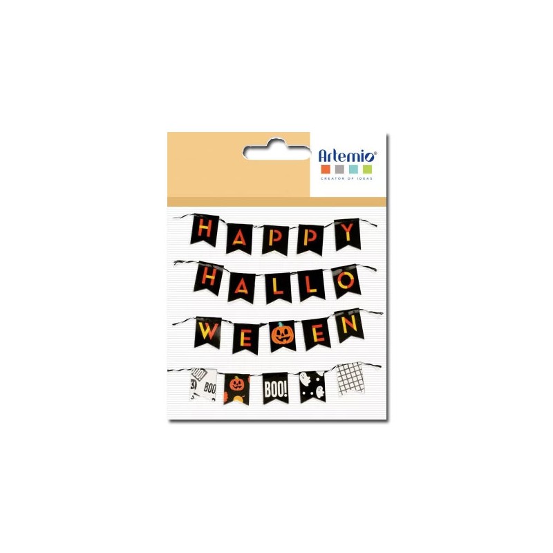 Mini-guirlandes papier Happy Halloween 8,5cm x4pcs