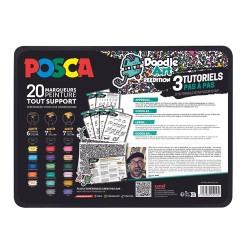 Mallette Posca Doodle Art by PHM, 20 marqueurs assortis