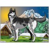 Tableau velours à colorier Le Husky