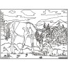 Tableau velours à colorier Jument et Poulain