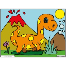 Tableau velours à colorier Petit Diplodocus