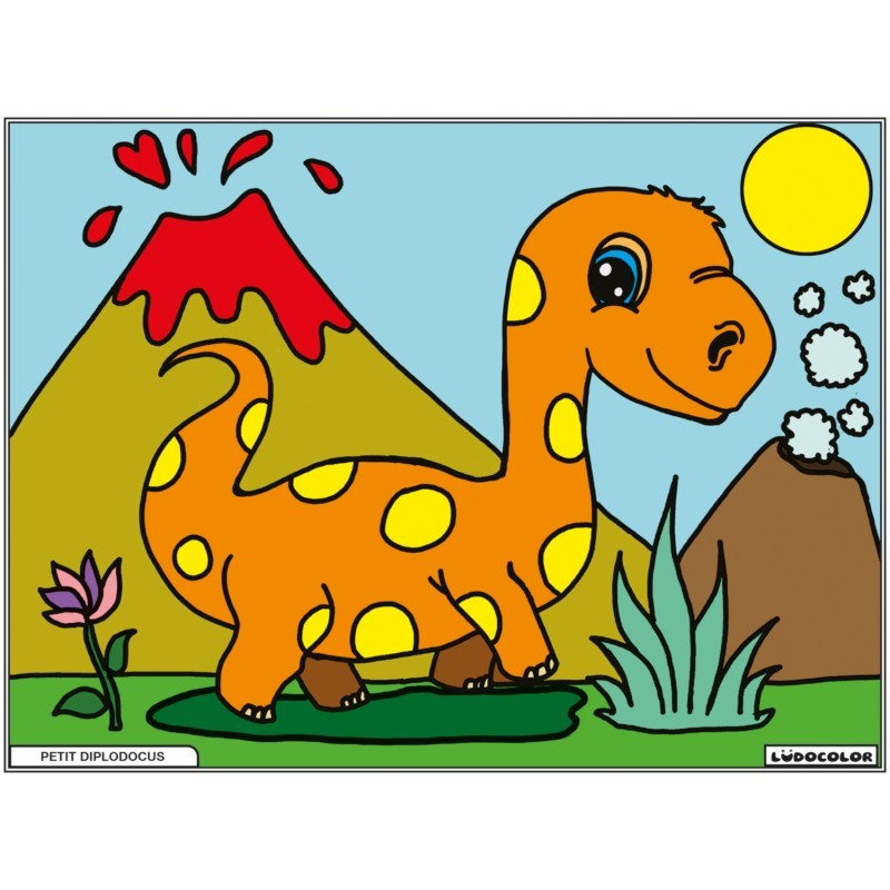 Tableau velours à colorier Petit Diplodocus