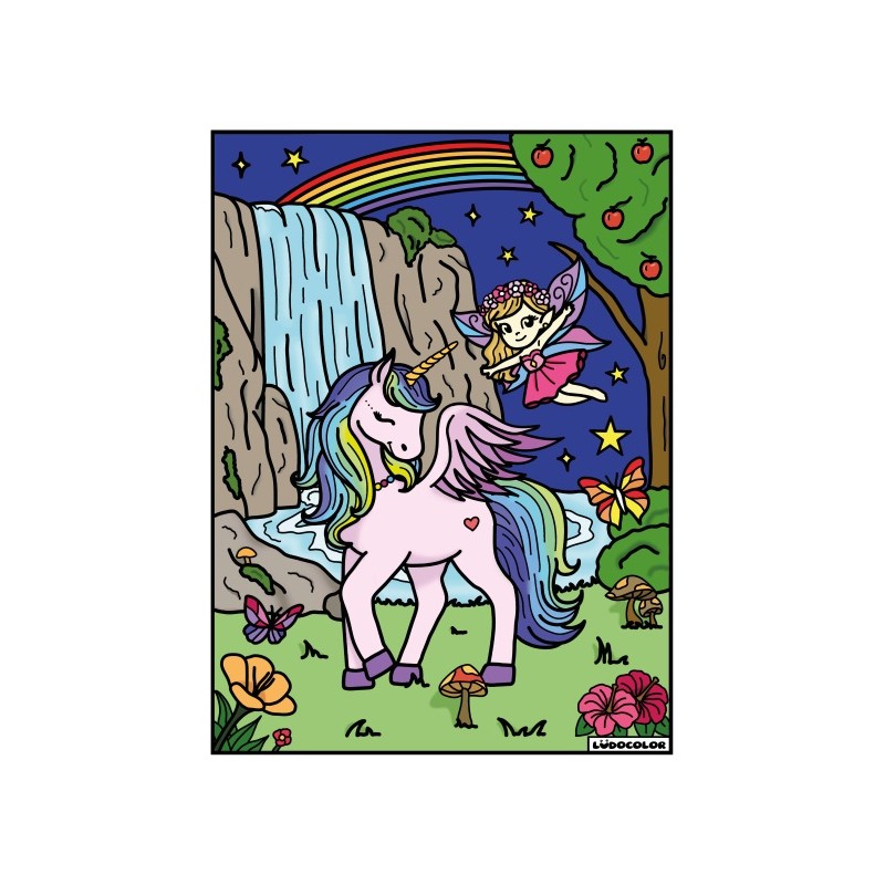 Tableau velours à colorier La Licorne Cascade