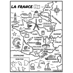Tableau velours à colorier La Carte de France