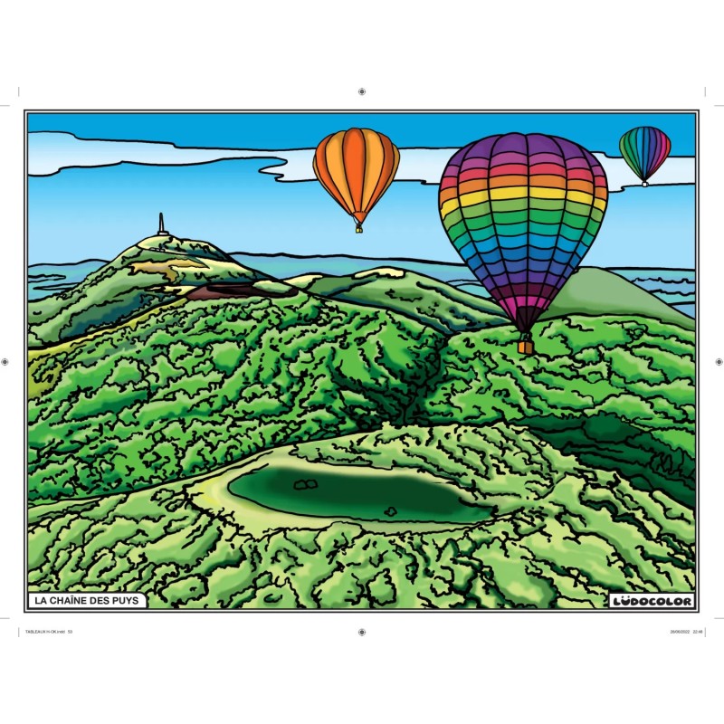 Tableau velours à colorier La Chaïne des Puys