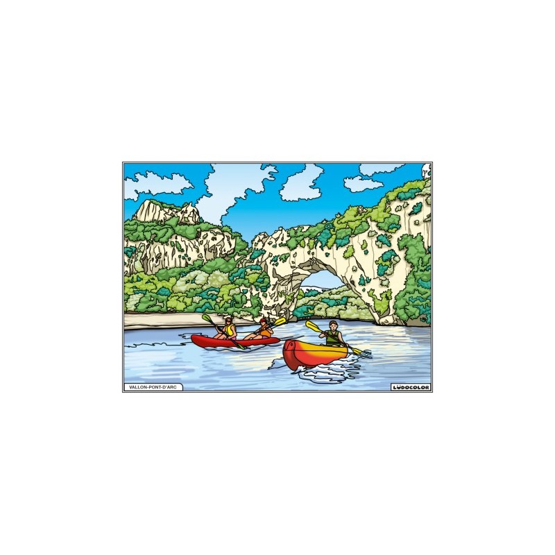 Tableau velours à colorier Vallon Pont d'Arc