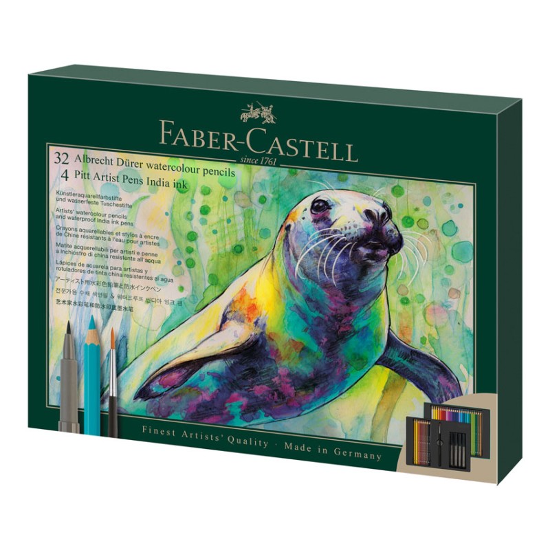 Coffret Mixed Média 32 crayons aquarellables Albrecht Dürer + 4 feutres Pitt