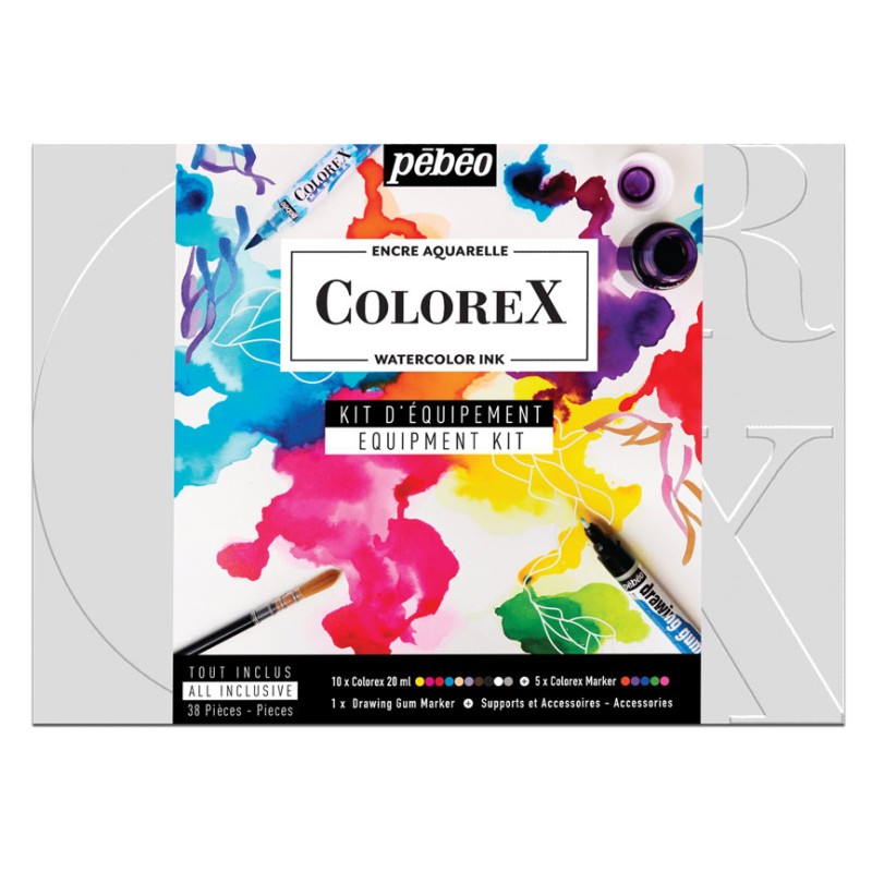 Coffret encre aquarelle Colorex - Kit d'équipement tout inclus x38pcs