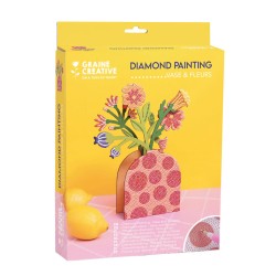 Kit créatif Diamond painting - Vase et fleurs à strasser Rouge