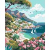 Peinture par numéros Ville côtière au printemps sur châssis 40x50 cm