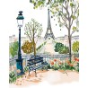 Peinture par numéros Aquarelle Jardin de Paris sur châssis 40x50 cm