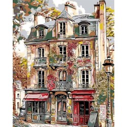 Peinture par numéros Façades vintages de Paris sur châssis 40x50 cm
